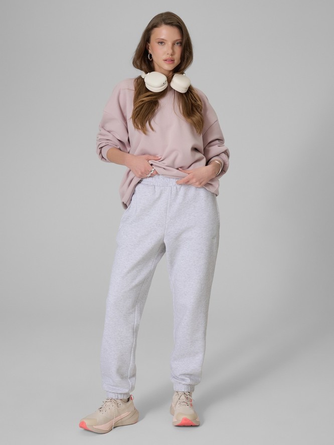 4F Bluza dresowa loose bez kaptura damska - różowa XL