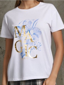 Bawełniana koszulka z nadrukiem - biały