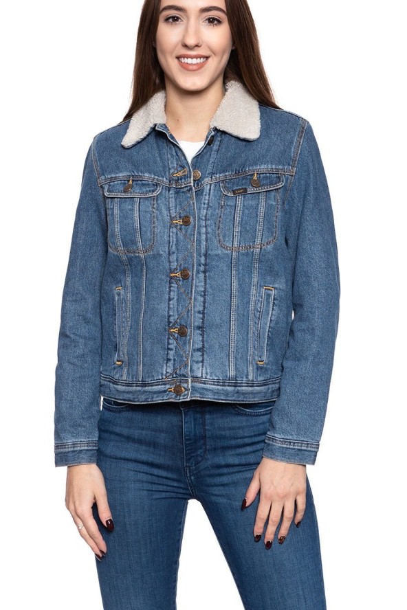 DAMSKA KURTKA ZIMOWA LEE SHERPA RIDER DARK STONEWASH L54VLJ46 112112980