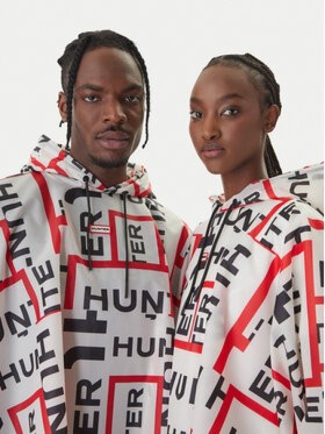 Hunter Ponczo HARU0006261 Biały Regular Fit