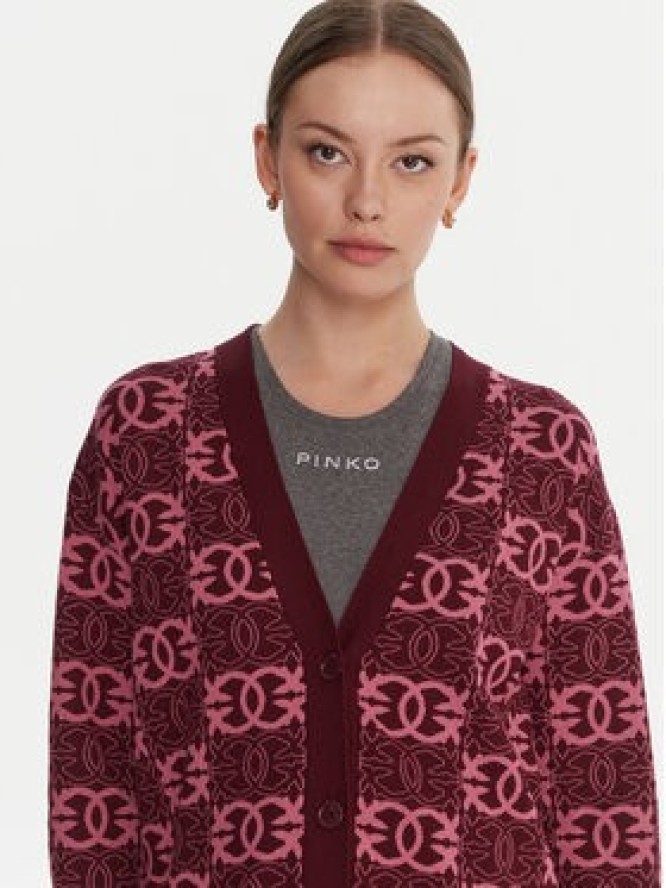 PINKO Kardigan Half Breed 106042 A2YD Bordowy Regular Fit