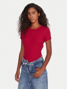 Tommy Jeans T-Shirt Essential DW0DW17383 Różowy Slim Fit