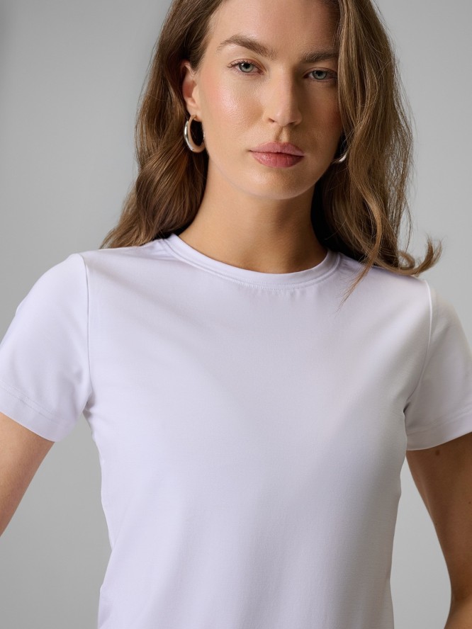 4F T-shirt slim gładki damski - biały XL