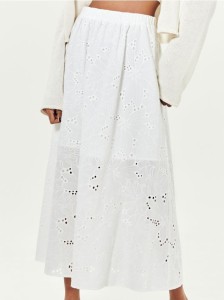 Ażurowa spódnica midi - biały