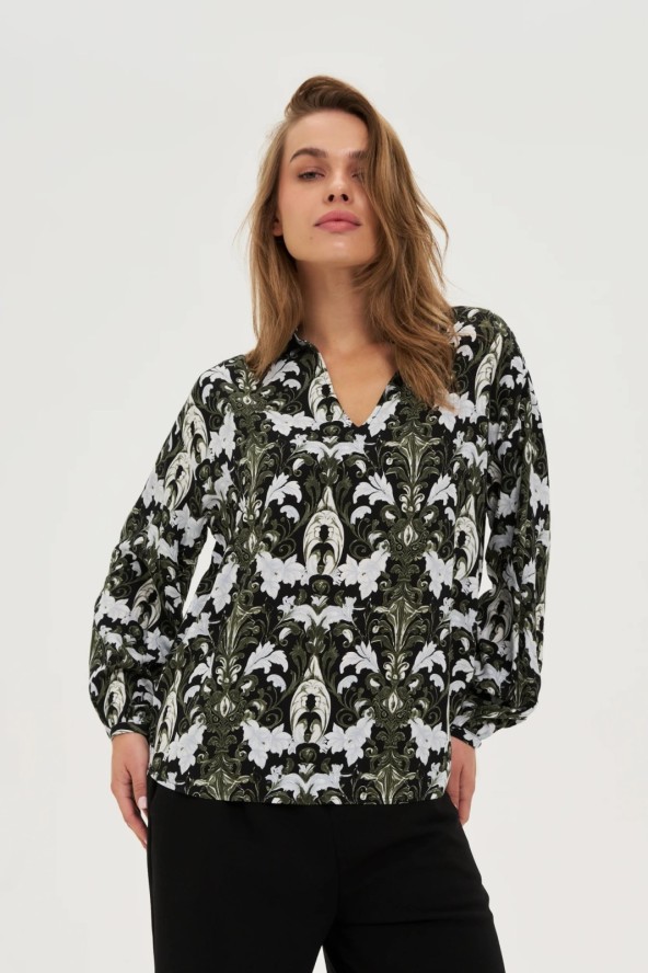 Koszula z wiskozy ciemnooliwkowa