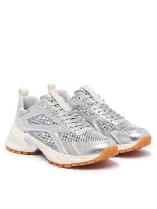 Calvin Klein Sneakersy Hike Runn Ck Stripe Mesh-Lth Met HW0HW03251 Szary