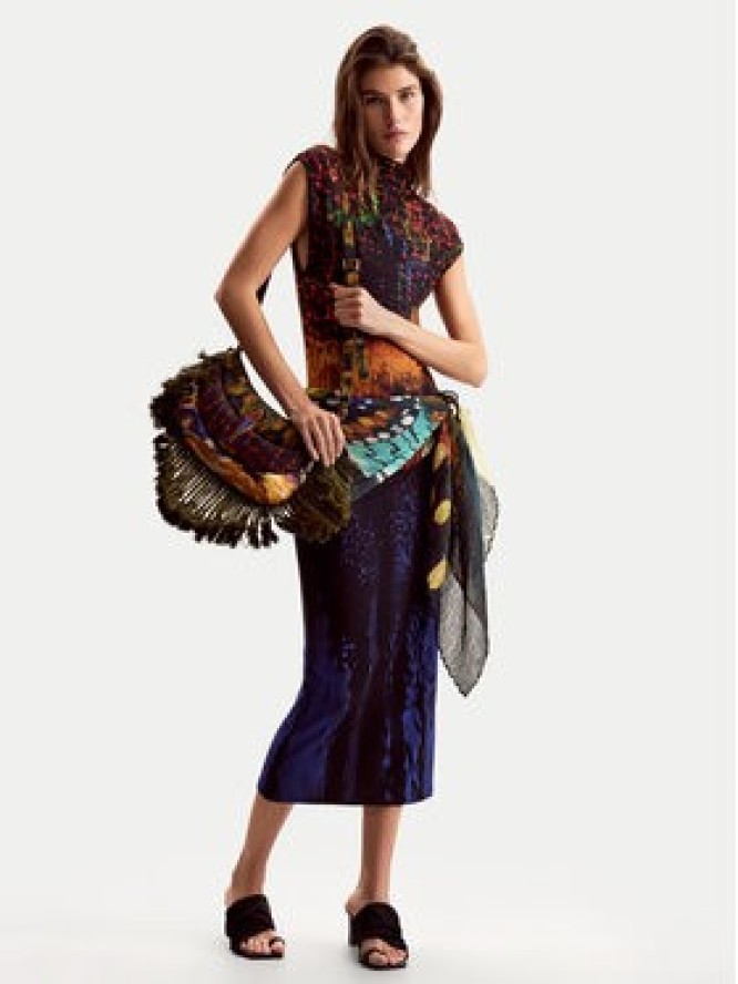 Desigual Sukienka koktajlowa Psicho Animal 26SWVK41 Kolorowy Slim Fit