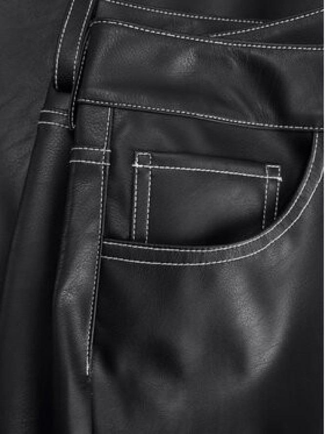 JJXX Spodnie z imitacji skóry Lila 12276595 Czarny Wide Leg