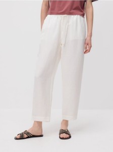 Spodnie jogger z lnem - biały