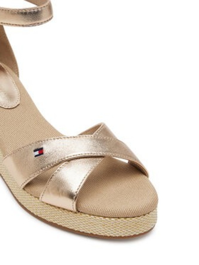 Tommy Hilfiger Sandały Flag Metallic Mid Wedge Espad FW0FW08810 Beżowy