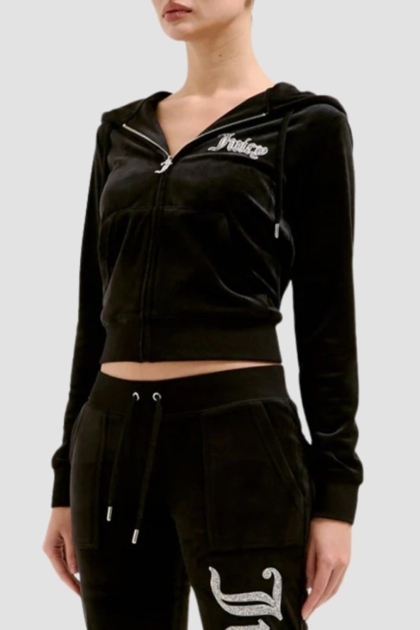 JUICY COUTURE Czarna damska bluza Robertson Caviar Hoodie, Rozmiar M