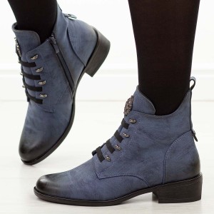 Niebieskie płaskie botki damskie Jezzi asa198-21