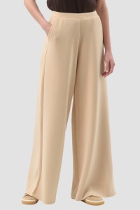 GUESS Beżowe damskie spodnie dresowe Olympe Wide Leg, Rozmiar M