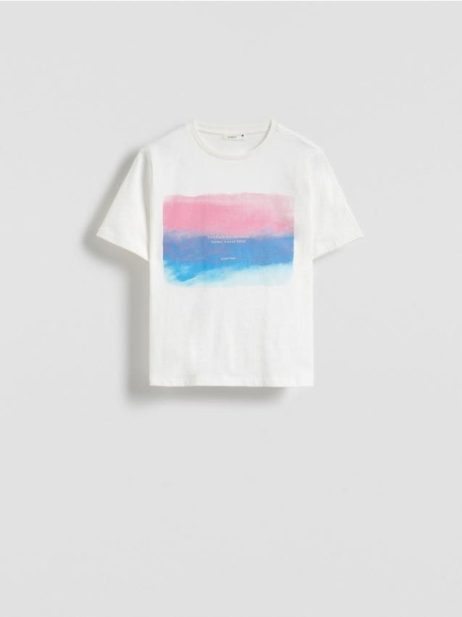 T-shirt z nadrukiem - złamana biel