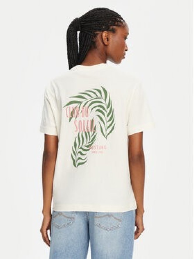 Mustang T-Shirt Floris 1016141 Écru Relaxed Fit