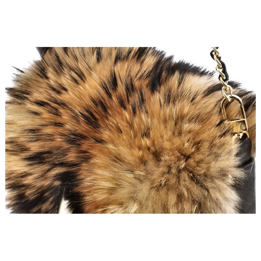 Brązowa Torebka Damska Luka-Pelli Z Naturalnym Futrem Z Jenota