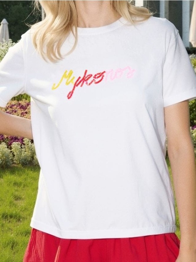 Bawełniana koszulka z napisem Mykonos - biały