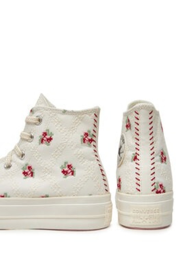 Converse Trampki Chuck Taylor All Star Lift Platform Rose Cross Stitch A13659C Biały