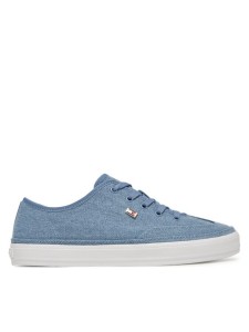 Tommy Hilfiger Sneakersy Washed Canvas Vulc Sneaker FW0FW08894 Niebieski