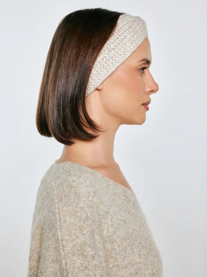 Opaska damska z ozdobnym splotem beżowa Nanita 801