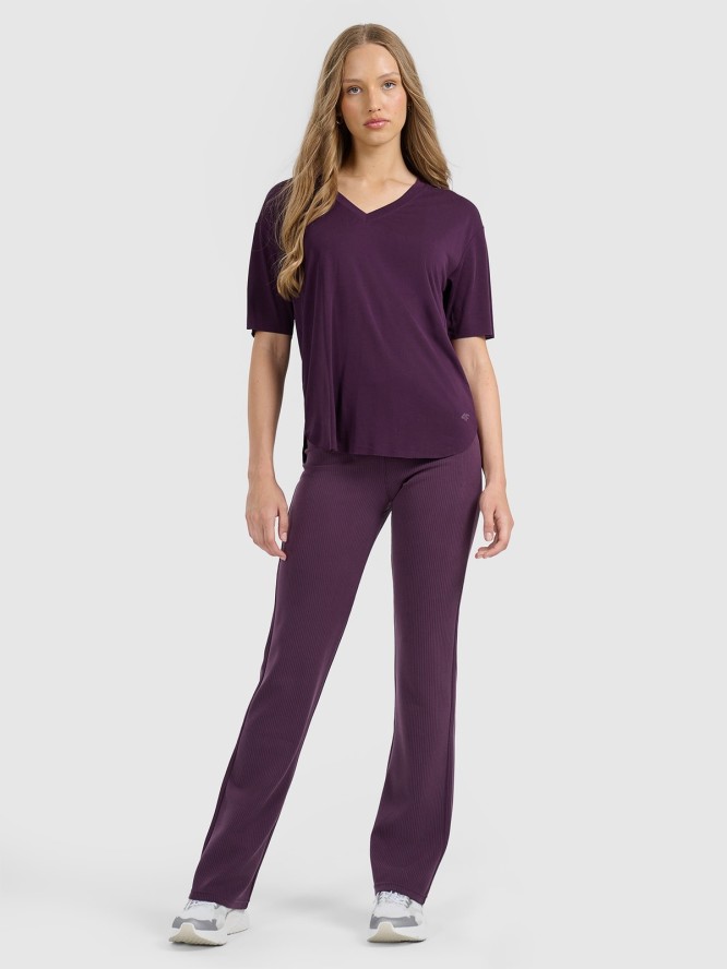 4F T-shirt oversize z modalem damski - fioletowy XL