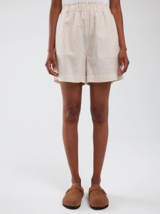 Szorty damskie lniane w prążek beżowe Endasi 805