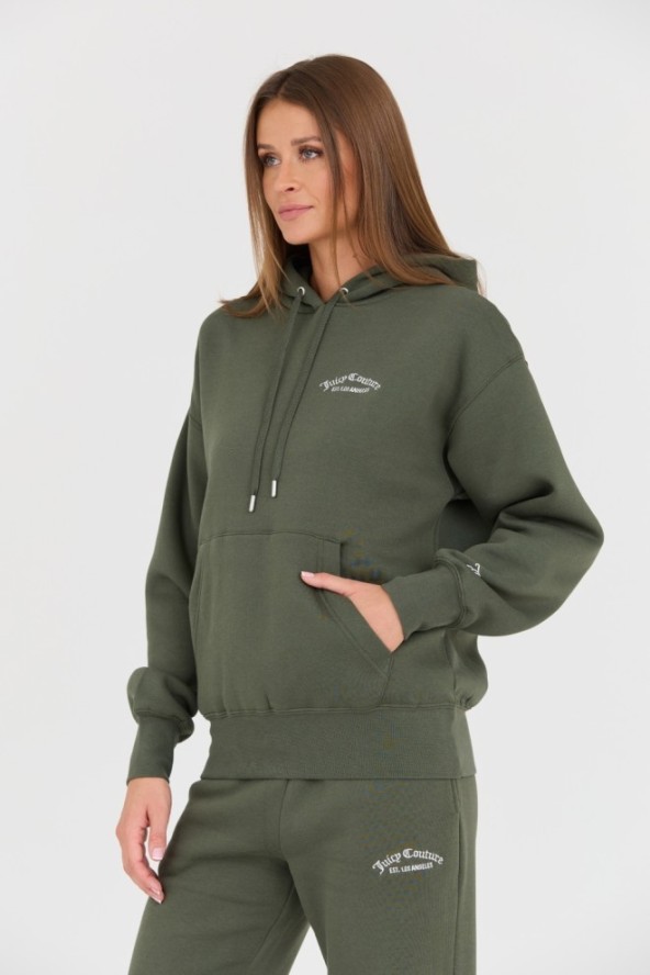 JUICY COUTURE Zielona damska bluza Recycled Queenie Hoodie, Rozmiar XXS