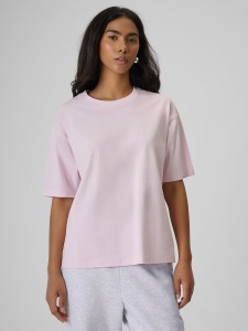 4F T-shirt loose z nadrukiem damski - różowy XL