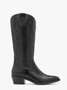 Czarne kozaki typu kowbojki z dekoracyjnym haftem