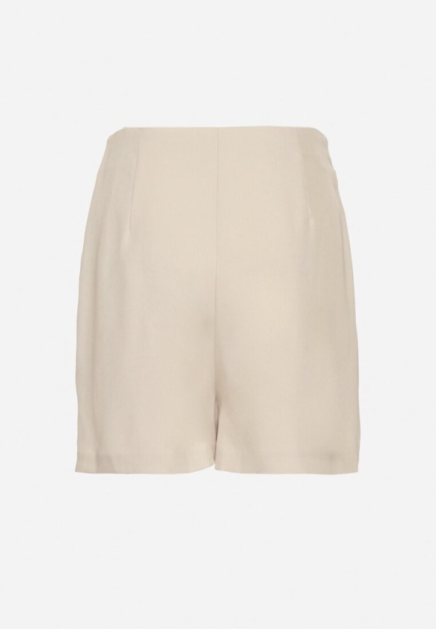 Beżowe Spódnico-Szorty z Wiskozą i Wysokim Stanem Listhiela