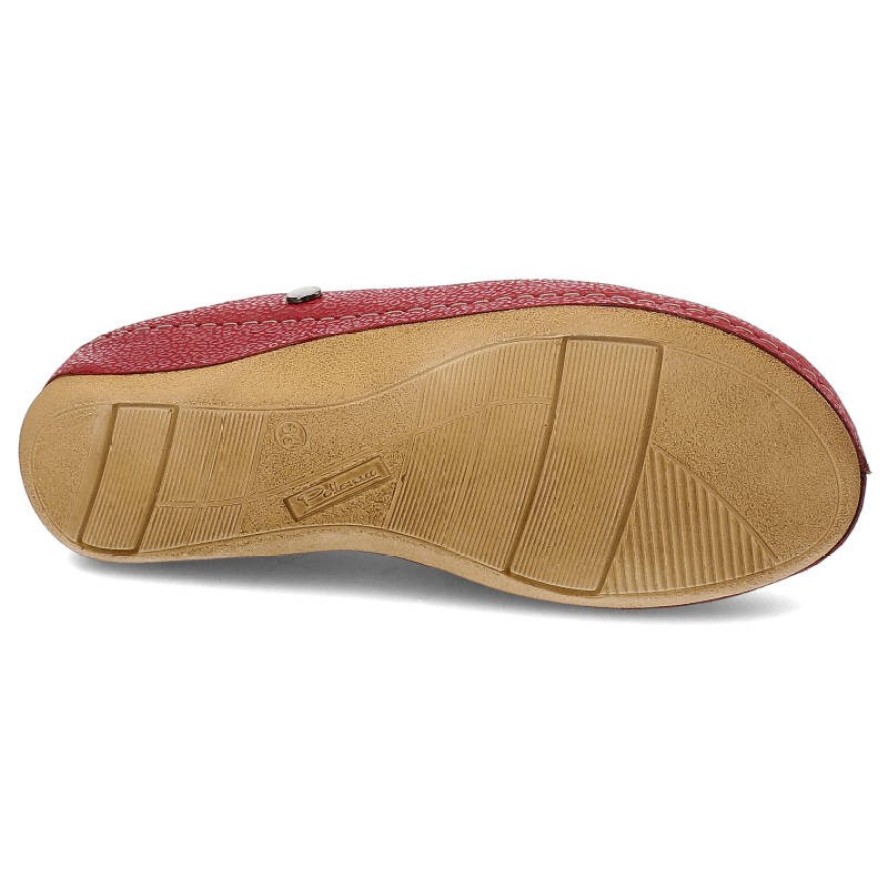 Bordowe Klapki Pollonus Wygodne Skórzane Buty Damskie