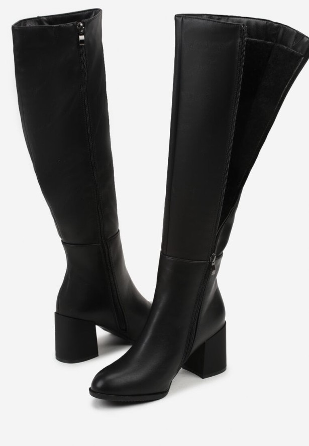 Czarne Kozaki Vices na Słupku z Przeszyciami Codvira