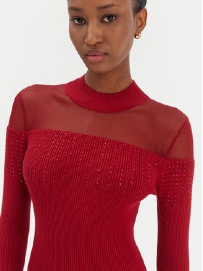 Guess Sukienka dzianinowa W6RK98 Z2YJ2 Czerwony Slim Fit