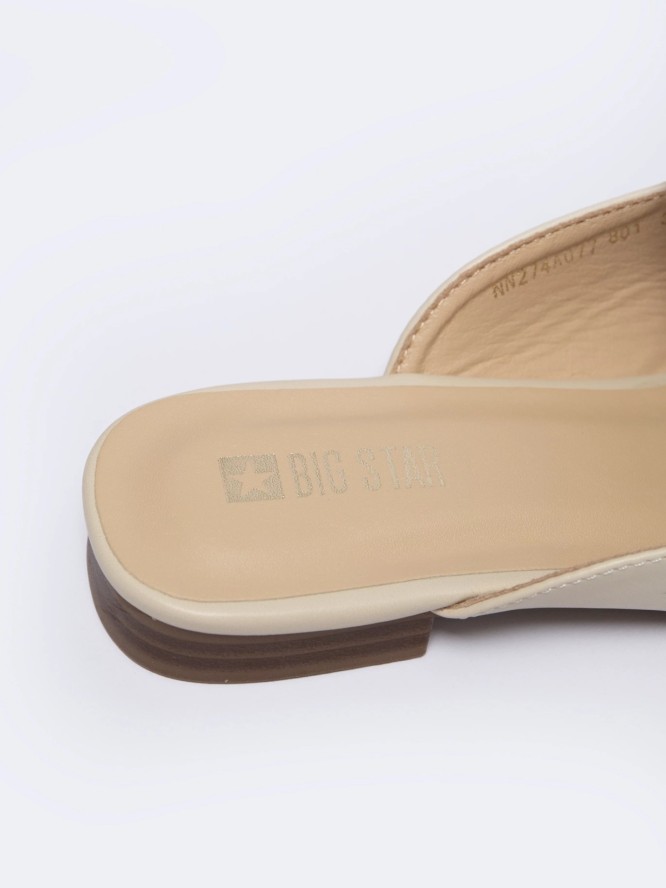 Klapki damskie eleganckie beżowe NN274A077 801