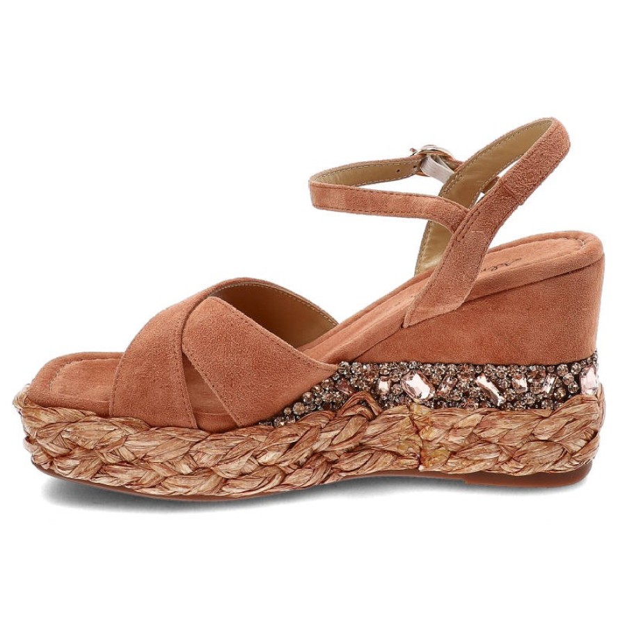 Pomarańczowe Sandały Alma En Pena Eleganckie Buty Na Koturnie