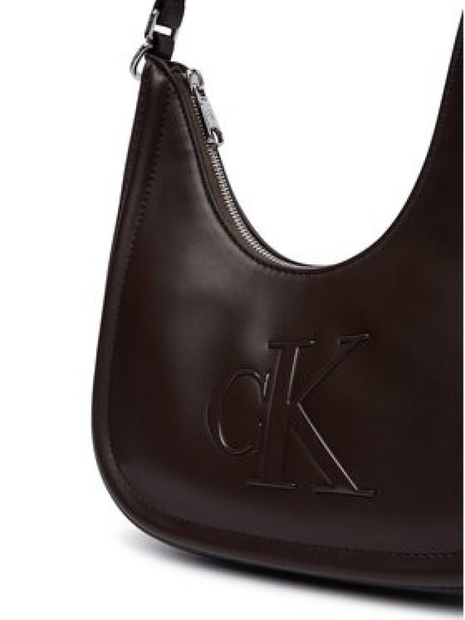 Calvin Klein Torebka Bold Ck Small Crescent Bag LV04F3561G Brązowy ciemny