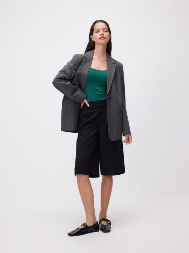 Gładki top - ciemnozielony