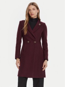 Rinascimento Płaszcz wełniany CFC0126218003 Bordowy Regular Fit
