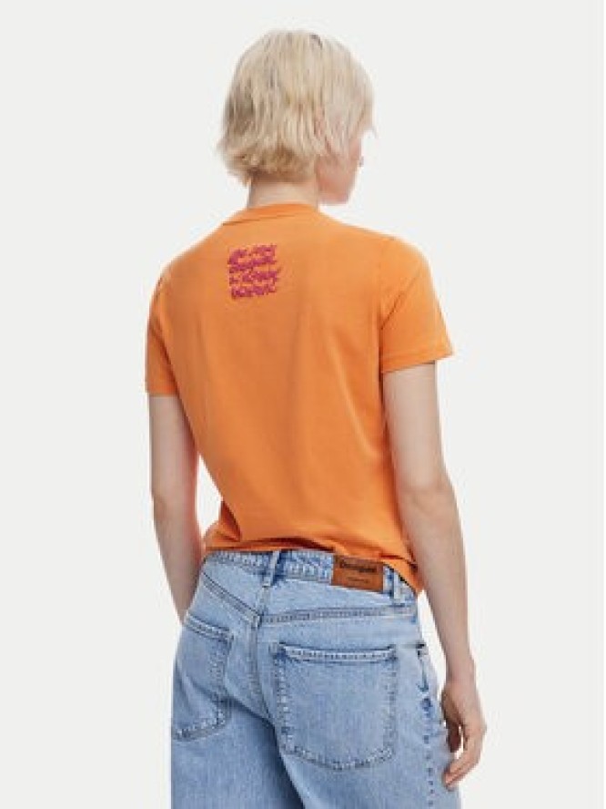 Desigual T-Shirt Botanical 25SWTK48 Pomarańczowy Slim Fit