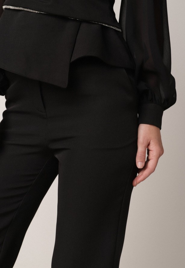 Czarne Eleganckie Spodnie Garniturowe VICES z Kieszeniami Zervia