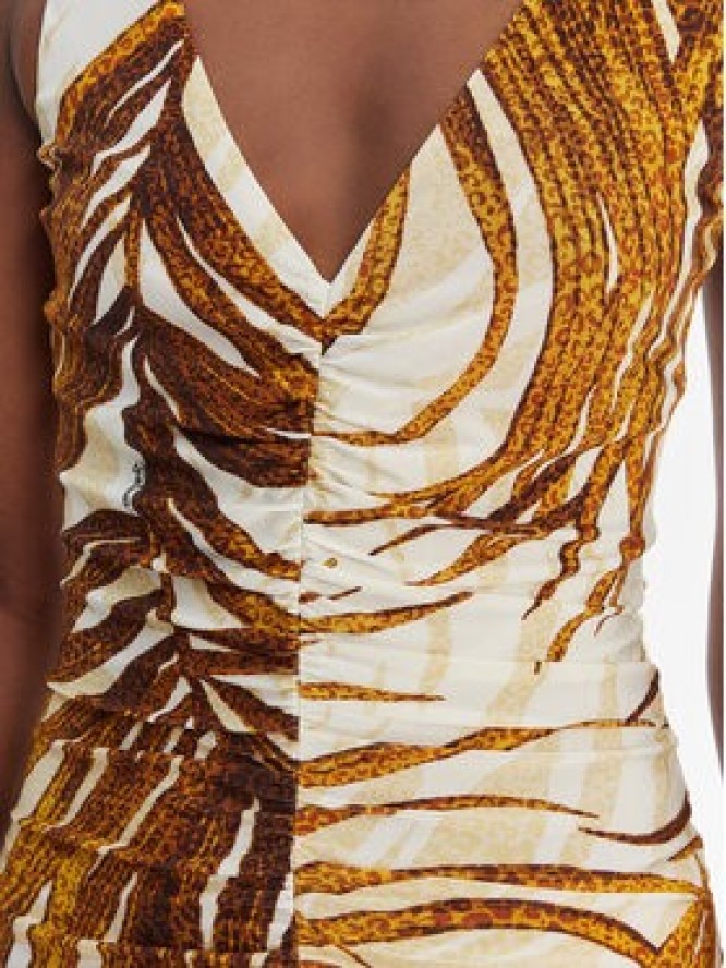 Just Cavalli Sukienka koktajlowa 80PAO9A7 JS560 Beżowy Slim Fit