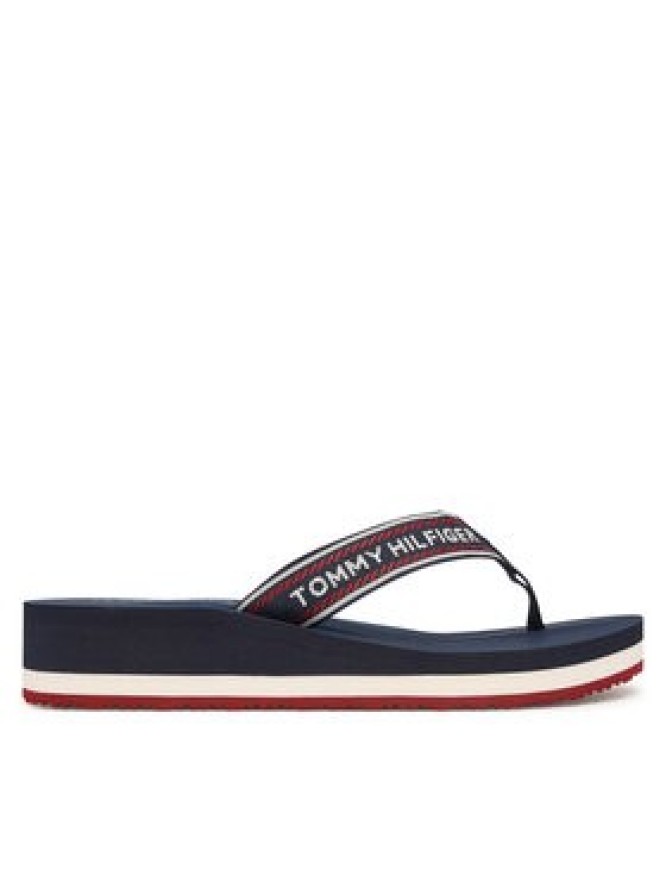 Tommy Hilfiger Japonki Th Corporate Wedge Summer Sandal FW0FW09695 Granatowy