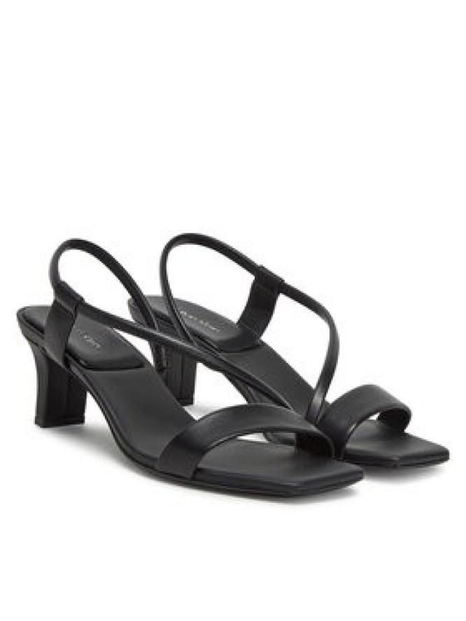 Calvin Klein Sandały Heel Sandal 50 Squared Lth HW0HW02534 Czarny