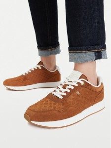 Tommy Hilfiger Sneakersy Th Runner Suede Monogram FW0FW09620 Brązowy