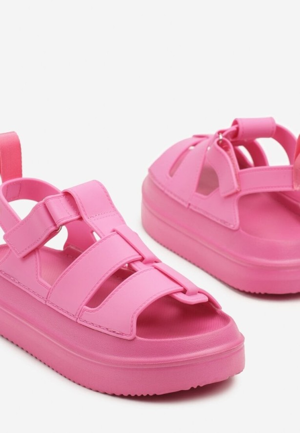 Fuksjowe Sandały Gladiatorki Zapinane na Rzep Falarosea