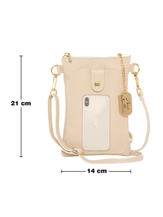 Anna Morellini Skórzana torebka "Erica" w kolorze beżowym - 14 x 21 x 1 cm rozmiar: onesize