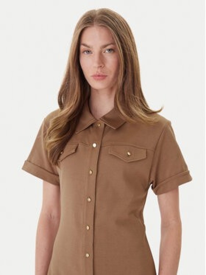 Tommy Hilfiger Sukienka koszulowa Gold Button WW0WW44617 Brązowy Regular Fit