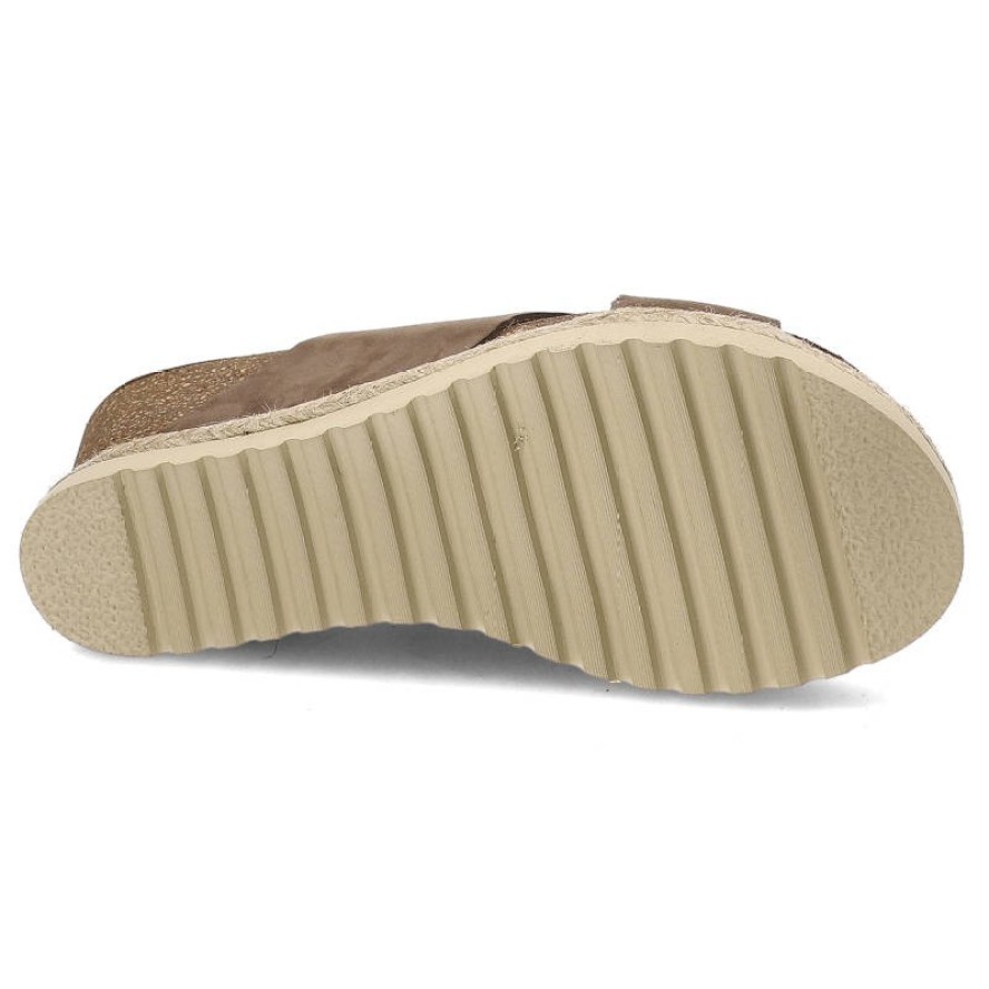 Brązowe Klapki Yokono Damskie Na Koturnie