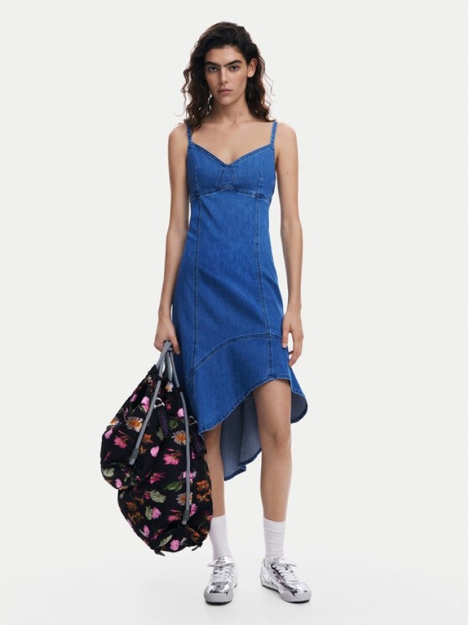 Desigual Sukienka jeansowa Munich 25SWVD07 Niebieski Regular Fit