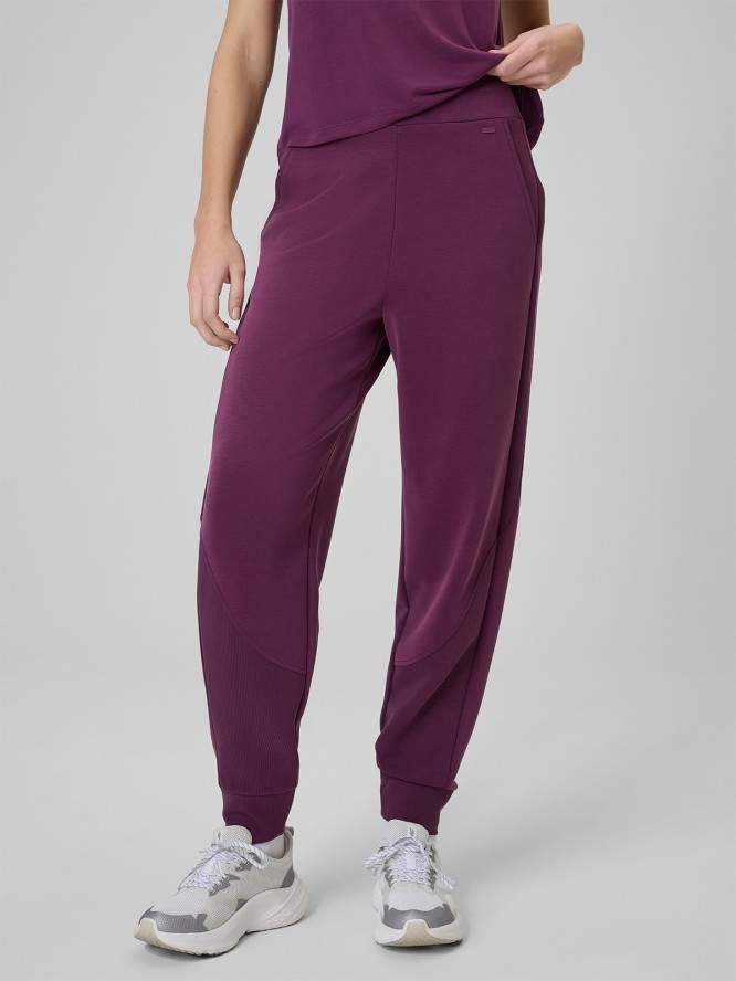 4F Spodnie dresowe z modalem joggery damskie - fioletowe L
